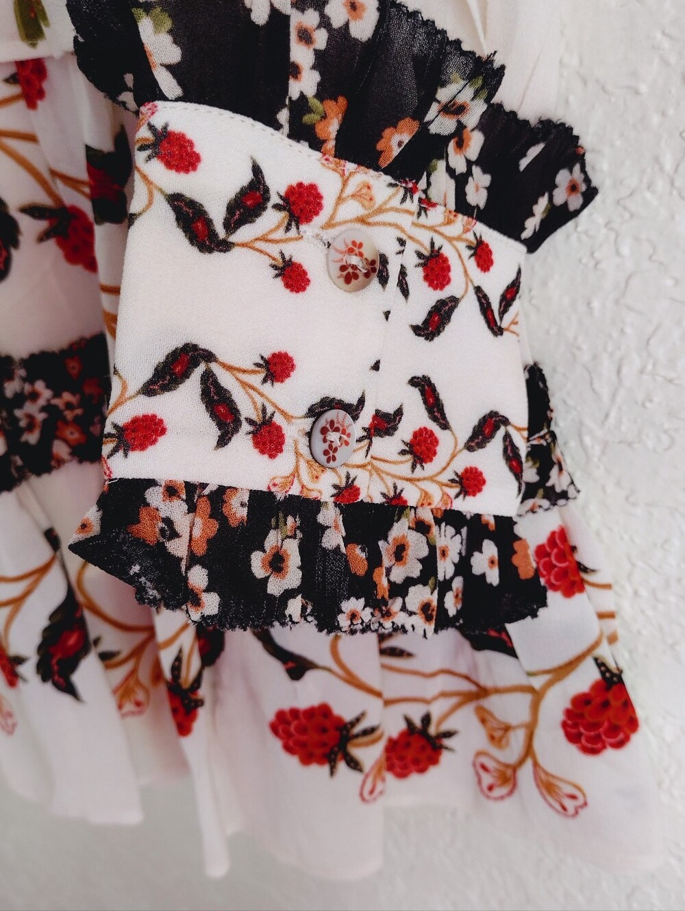 FARM Rio NWT Berry Garden Floral Mini Dress Ruffle Tiered Boho Statement Dress - Picture 11 of 14